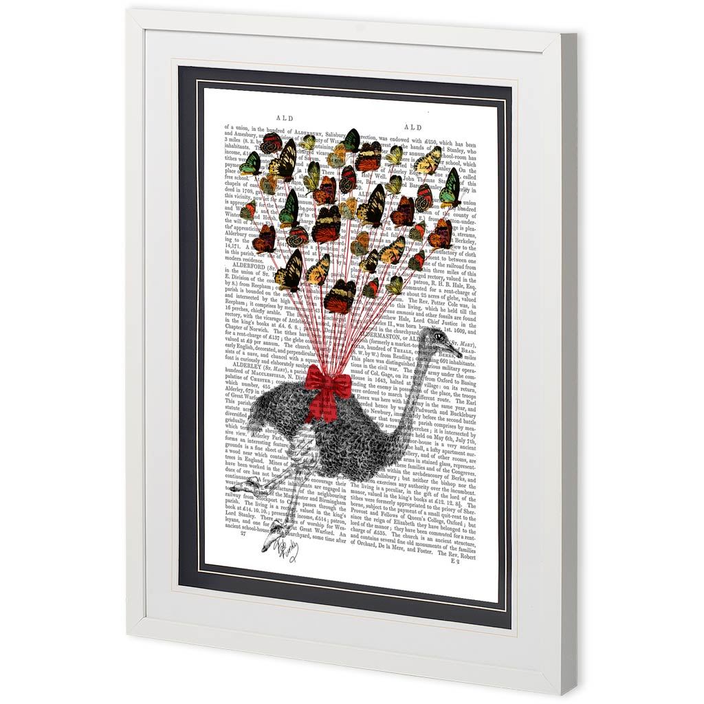 Custom Ostrich Flying with Butterfl (23 x 31)