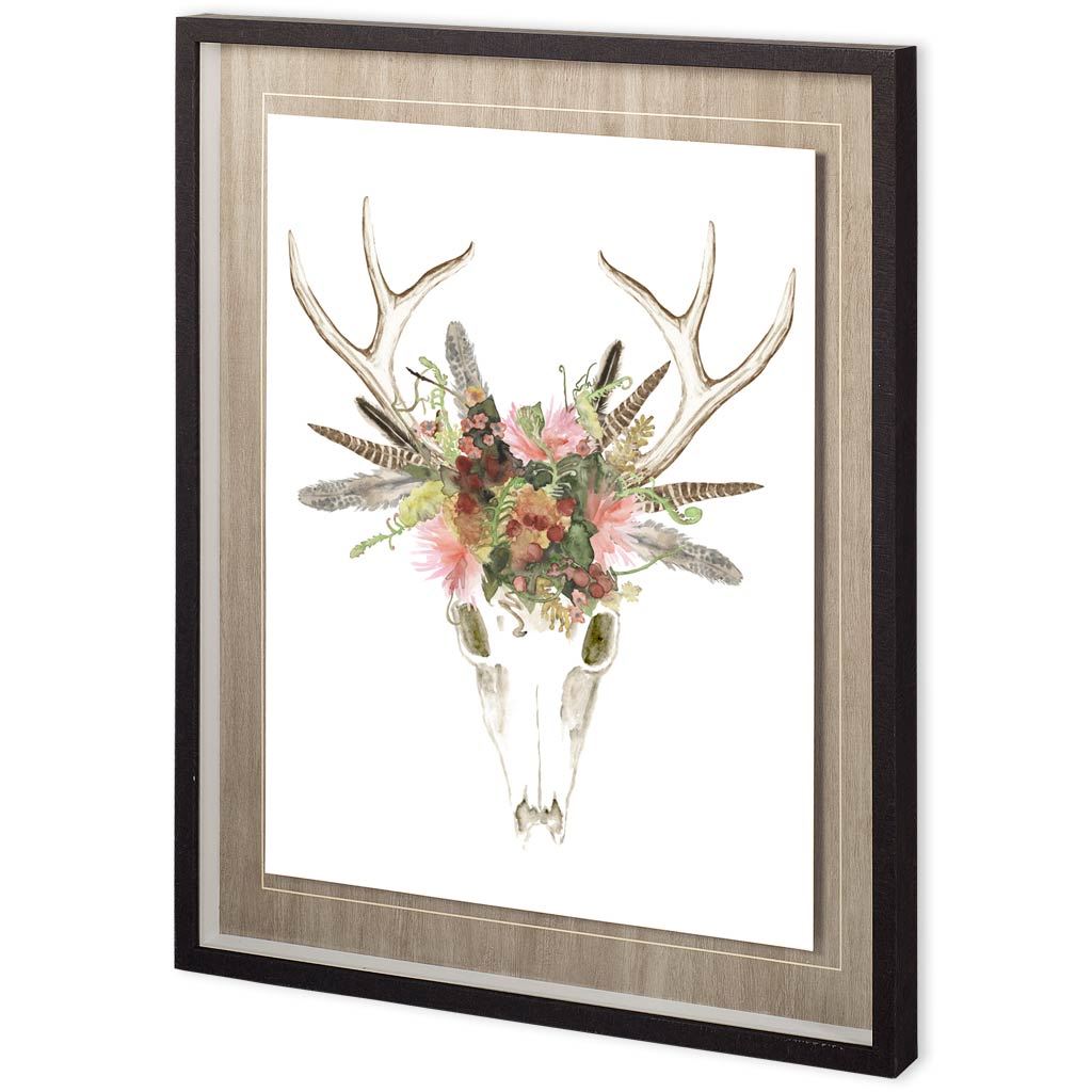 Custom Deer Skull & Flowers I (31 x 37)