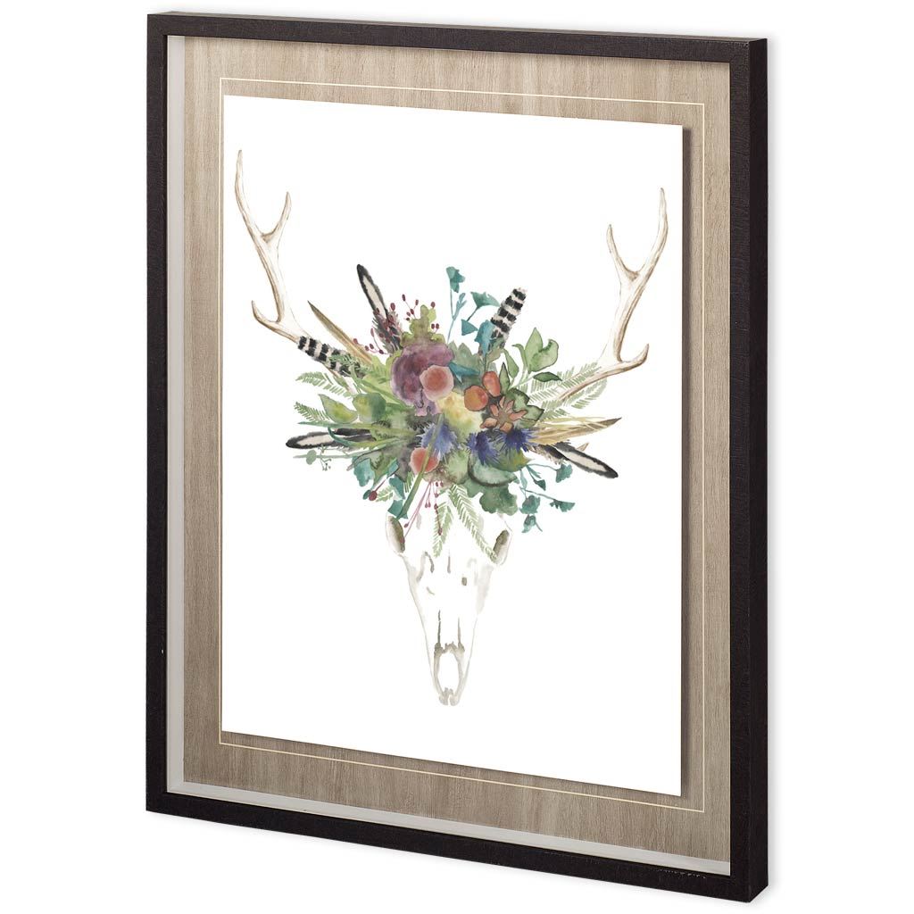 Custom Deer Skull & Flowers II (31 x 37)