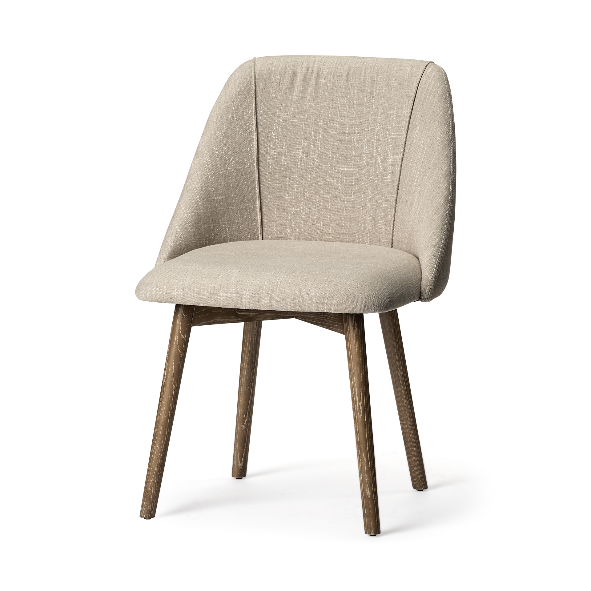 Cream Fabric | Brown Wood (Side Chair)