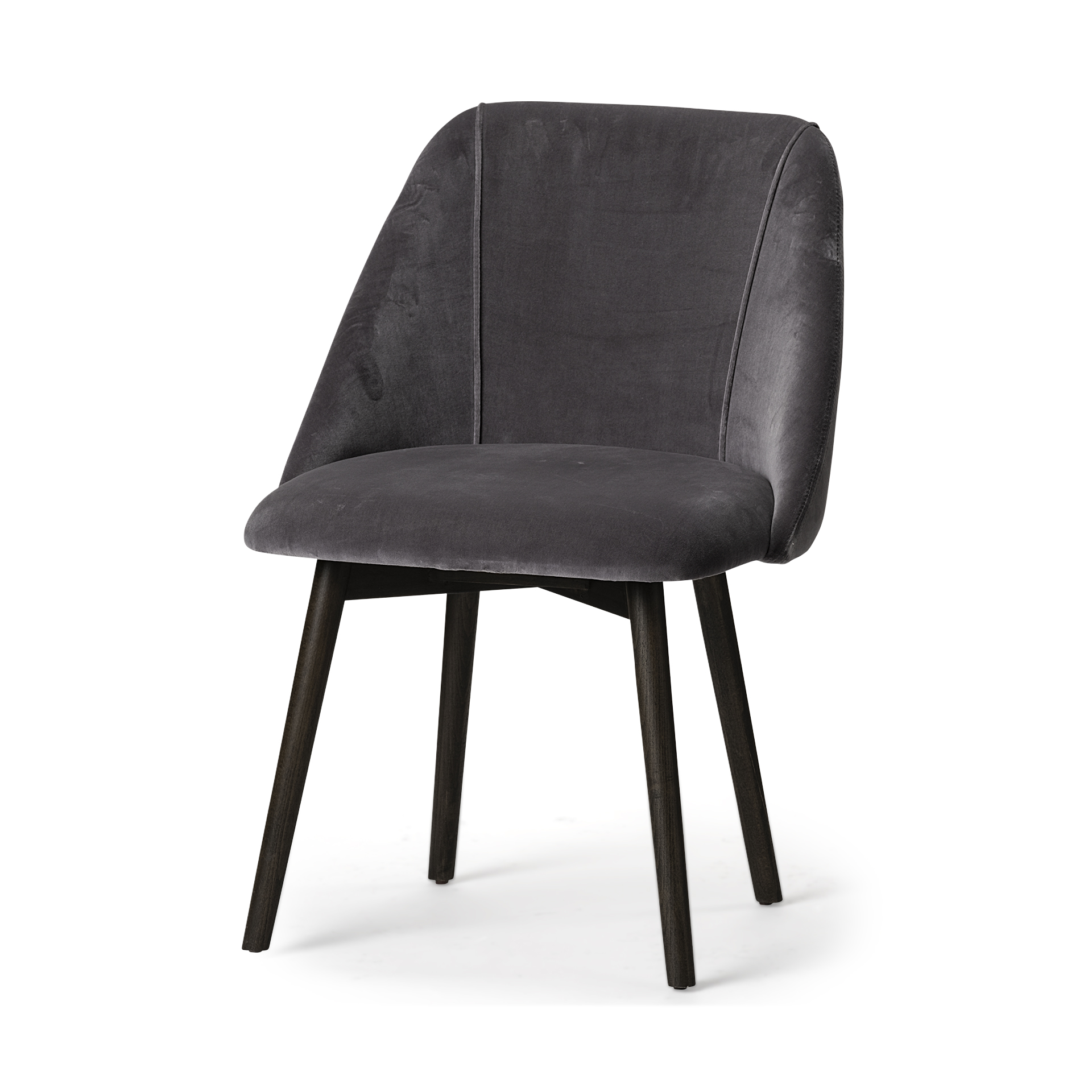Gray Velvet | Black Wood (Side Chair)