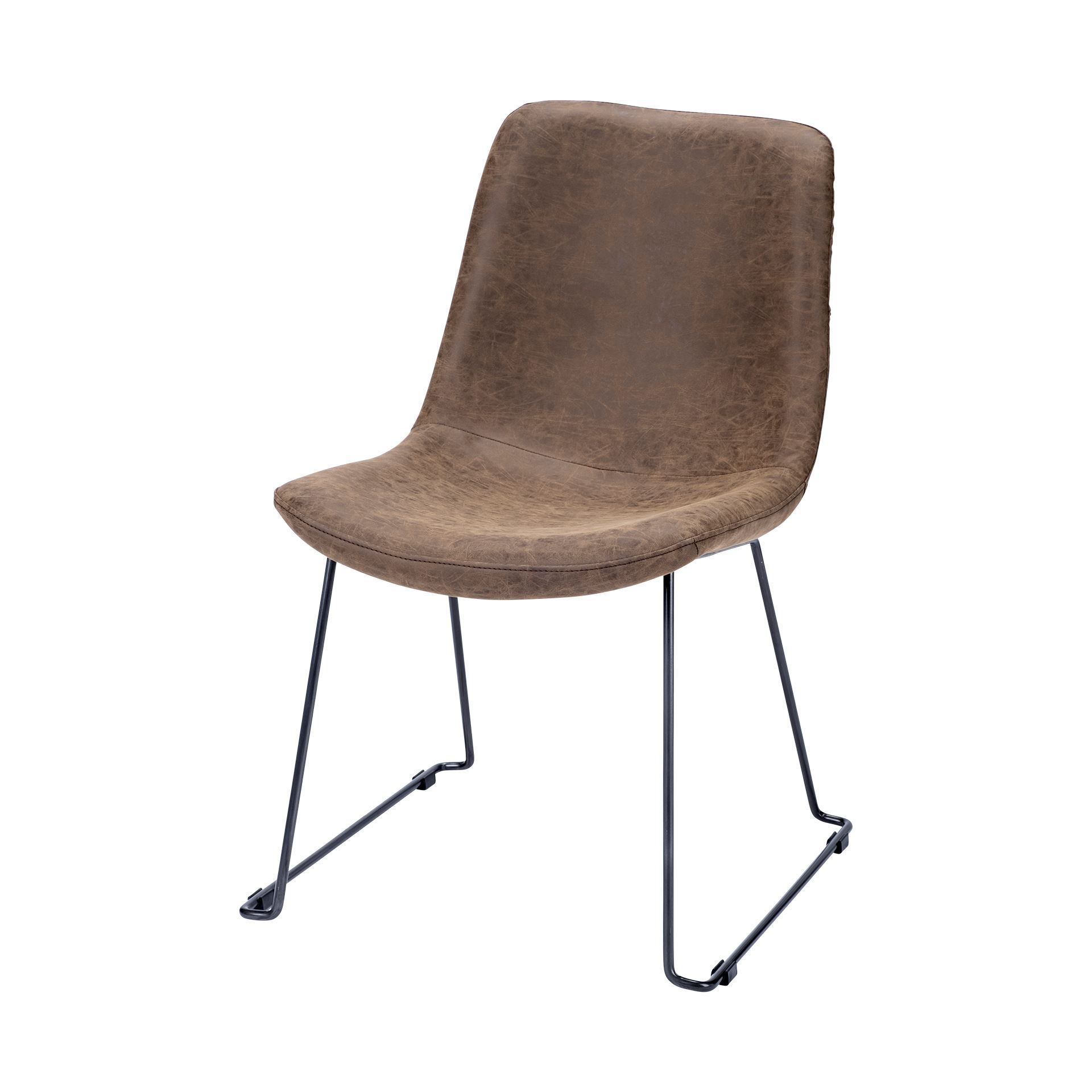 Brown Faux Leather | Black Metal (Side Chair)