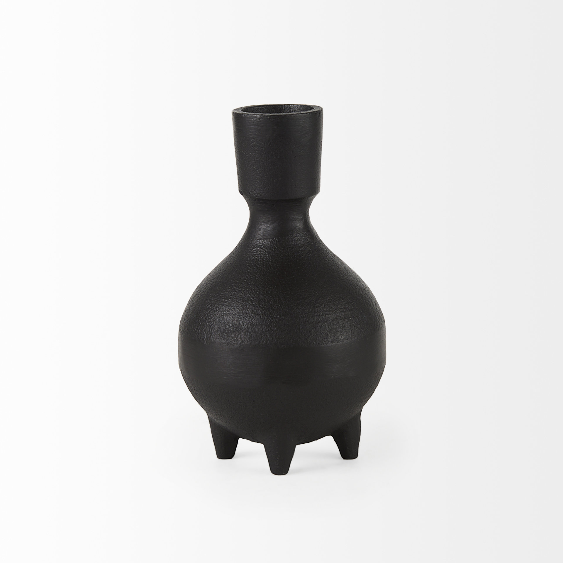 Cyrus Black Spherical Vase W/ Flute Decorative Object- marketplace ...