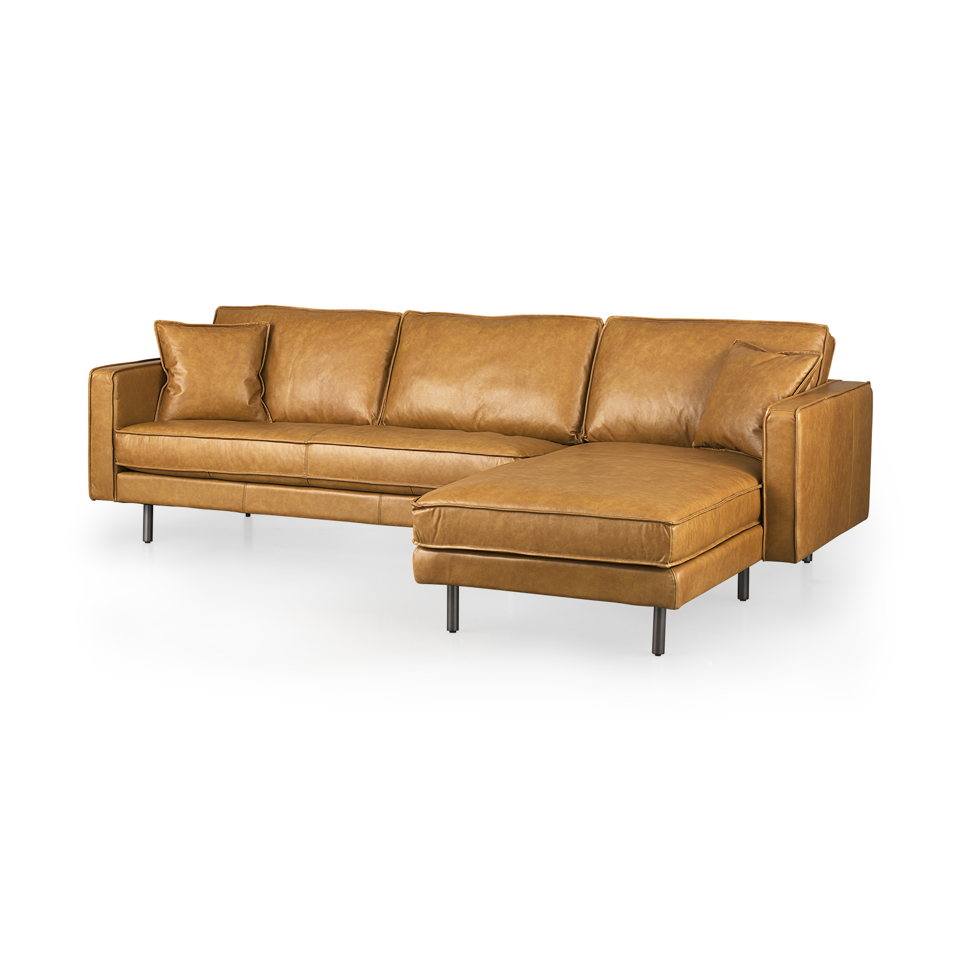 Tan Leather | Right Chaise