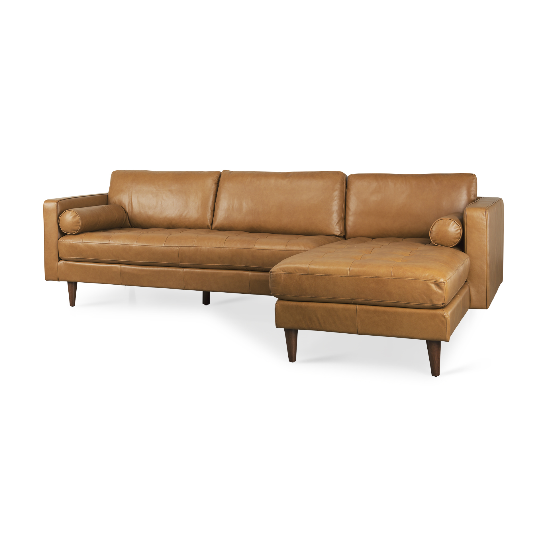 Tan Leather | Sectional | Right Chaise