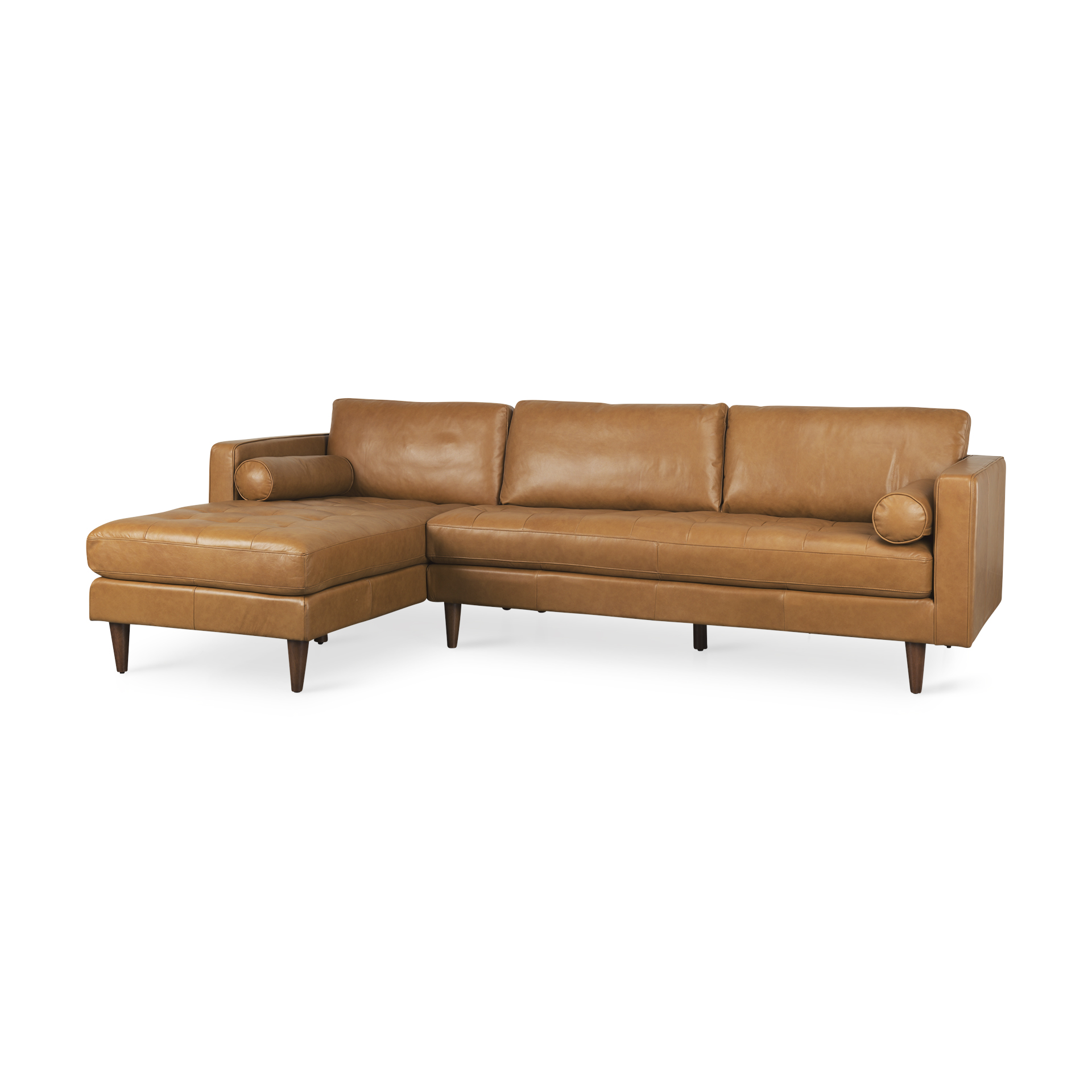 Tan Leather | Sectional | Left Chaise