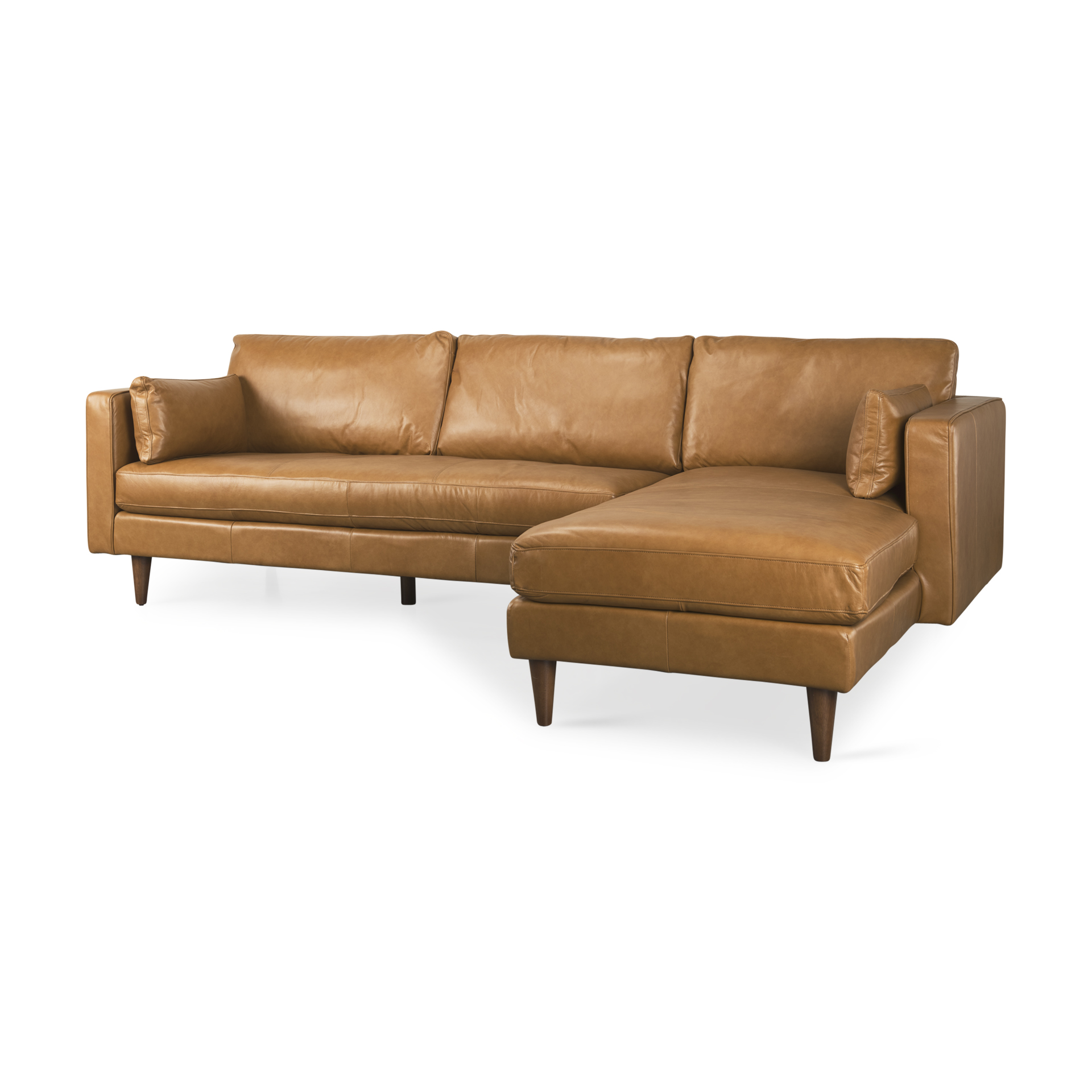 Tan Leather | Right Chaise Sectional
