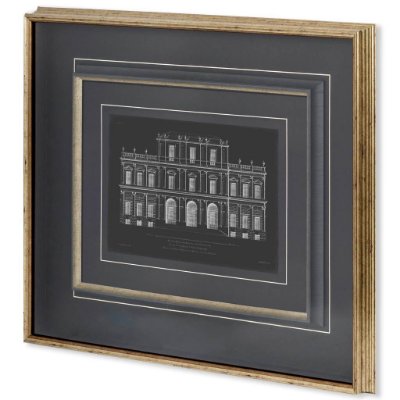10526 - Vintage Facade Blueprint I by H. Hulsburgh a Framed Art Print Matted under Glass