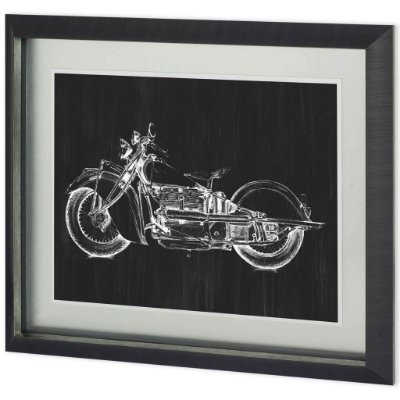10850 - UA CH Motorcycle Graphic I by Megan Meagher Hand Embellished Framed Art Print Matted under Glass