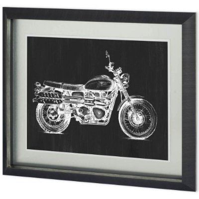 10851 - UA CH Motorcycle Graphic II by Megan Meagher Hand Embellished Framed Art Print Matted under Glass