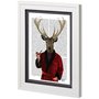 11226 - Custom Deer in Smoking Jacket by Fab Funky a Framed Art Print Matted under Glass