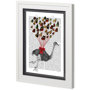 11229 - Custom Ostrich Flying with Butterflies by Fab Funky a Framed Art Print Matted under Glass