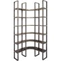 50241-AB - Turner I 37L x 10.5W x 90H Curved Brown Wood and Black Iron Six Shelving Unit