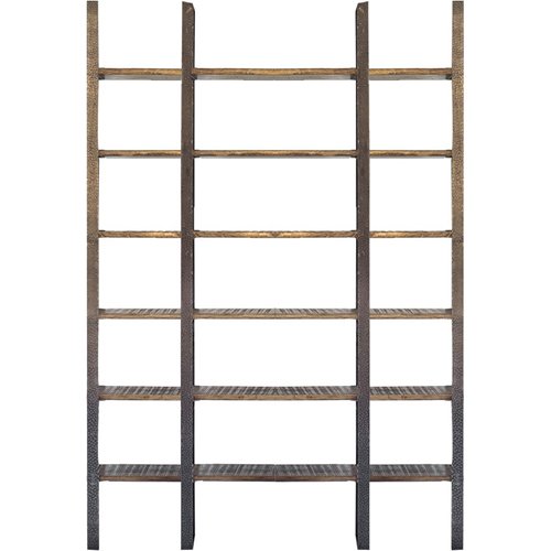 50242-AB - Taunton I 80L x  10.5W x 90H Brown Wood and Black Iron Six Shelving Unit