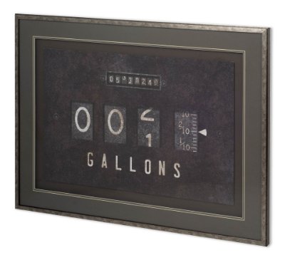 11806 - Gas Pump - Gallons  by Rufus Coltrane Hand Embellished Textured Framed Art Photo Matted under Glass