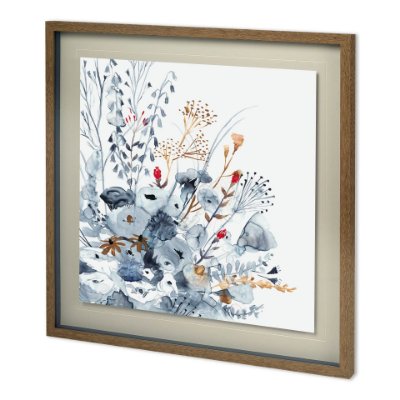 11907 - Custom Indigo & Ochre II by Victoria Borges Hand Embellished Framed Art Print Matted under Glass