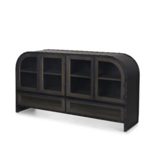 Gehry I 62.3x16.5 Black Metal Frame w/Wood Accent 4 Cabinet Door Two Drawer Sideboard