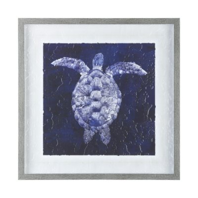 10064 - Sea Turtle Shadow I by Grace Popp a Hand Embellished Textured Framed Art Print Matted under Glass