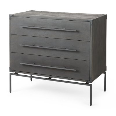 67826 - Ward 34L x 18W Brown Wood and Iron 3 Drawer Accent Cabinet 