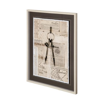 12201 - Academic Drafters Compass by Brenn Harvey Hand Embellished Framed Art Print Matted under Glass