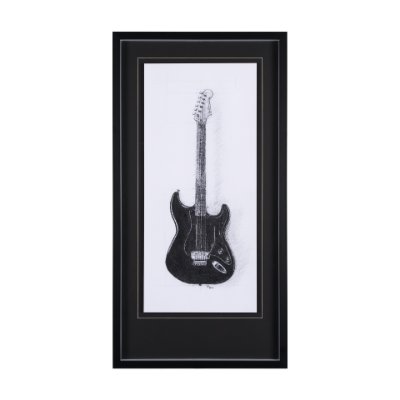 12263 - Guitar I by Mercana Studio a Hand Embellished Textured Framed Art Print Matted under Glass