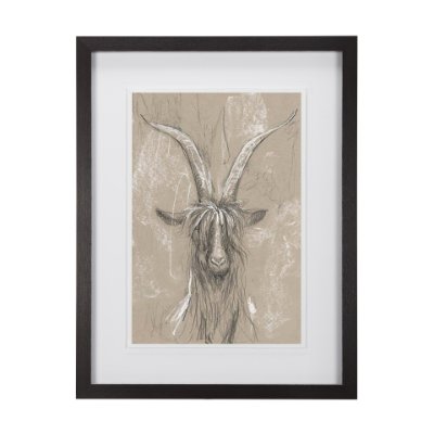14477 - Sketch of Animal V (Goat) by Mercana Studio Hand Embellished Framed Art Print Matted under Glass