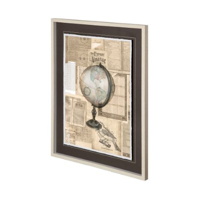 12202 - Academic Globe Illustration by BrennHarvey Hand Embellished Framed Art Print Matted under Glass