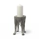 68065 - Pan Large Gray Ceramic Hoofed Table Candle Holder 
