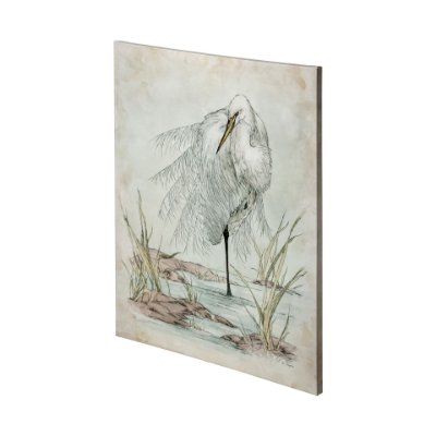 101183-L - White Egret by Mercana Studio a Hand Embellished Textured Canvas