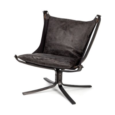 67937 - Colarado Black Leather Cushions w/ Black Metal Frame Sling-Style Accent Chair 