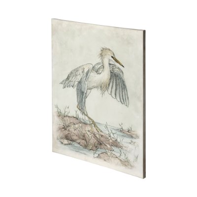 101182-L - Cattle Egret by Mercana Studio a Hand Embellished Textured Canvas