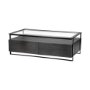 68207 - Vidro 54x30 Rectangular Glass Top Black Solid Wood Drawers & Black Frame Coffee Table