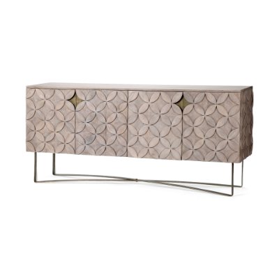 68222 - Excelsior I (72x18.3) Solid Wood Gold Metal Base 4 Cabinet Door SideBoard