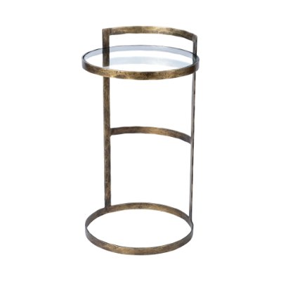 68235 - Reimer 15L x 15W Gold Round Glass Top W/Metal Frame Accent Table 