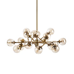 Rudyard Glass Globe and Gold Metal Chandelier 