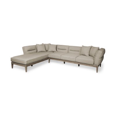 68183-AB - Denali IV 121" Beige Upholstered Wooden Frame Left Four Seater Sectional
