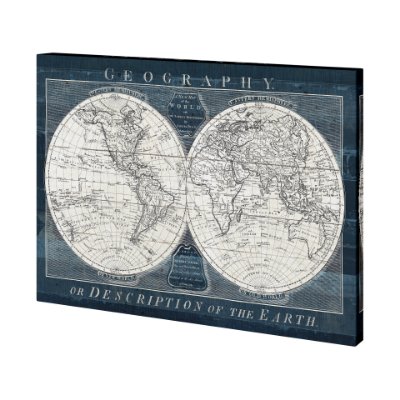 101427-L - Old World Globe by Mercana Studio a Hand Embellished Textured Canvas