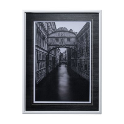 12712 - B&W Bridge of Sighs by Danny Head a Hand Embellished Textured Framed Photo Art Print Matted under Gl