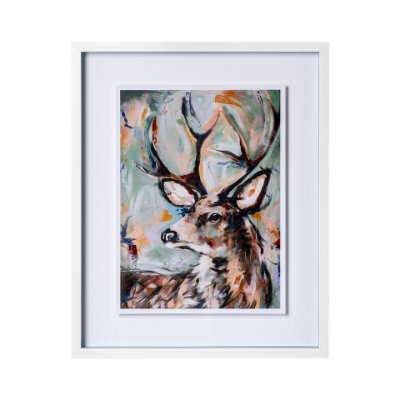 12729 - Buck by Altamura a Hand Embellished Textured Framed Art Print Matted under Glass