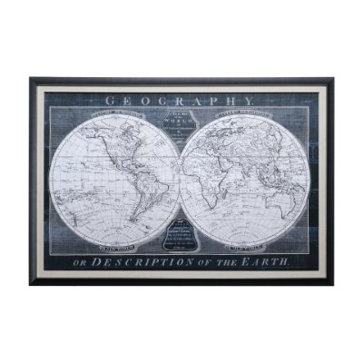 12794 - Old World Globe by Mercana Studio a Hand Embellished Textured Framed Art Print Matted under Glass
