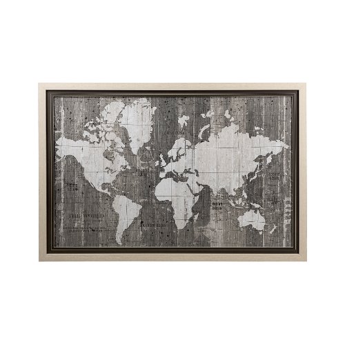 12806 - Old World Map Neutral by Mercana Studio Hand Embellished Textured Framed Art Print Matted under Glas