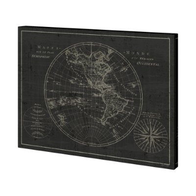 101269-S - Mappemonde Etching v2 by Mercana Studio a Hand Embellished Textured Canvas