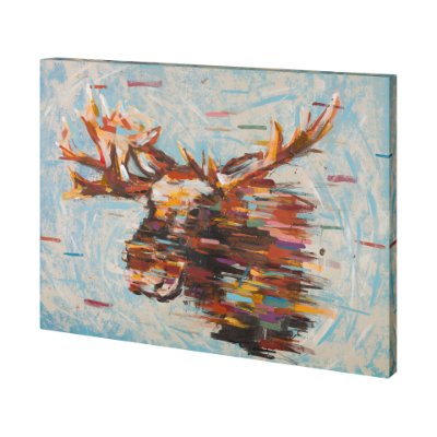 101291-L - Fractal Moose by Altamura a Hand Embellished Textured Canvas