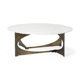 68232-AB - Reinhold 49" Round White Marble Top Gold Metal Base Coffee Table