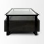 68207 - Vidro 54x30 Rectangular Glass Top Black Solid Wood Drawers & Black Frame Coffee Table