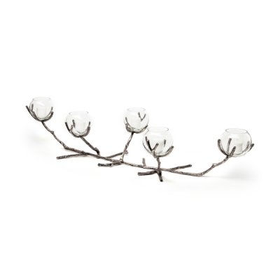 68415 - Vine I Distressed Silver Metal Creeper Five Candle Table Candle Holder