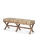 68460 - Solis 50L x 16W Brown Base Upholstered Beige/Black Stripe Seat Accent Bench