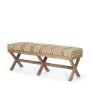 68460 - Solis 50L x 16W Brown Base Upholstered Beige/Black Stripe Seat Accent Bench