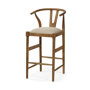 68499 - Trixie Cream Upholstered Seat Brown Wood Frame Bar Stool