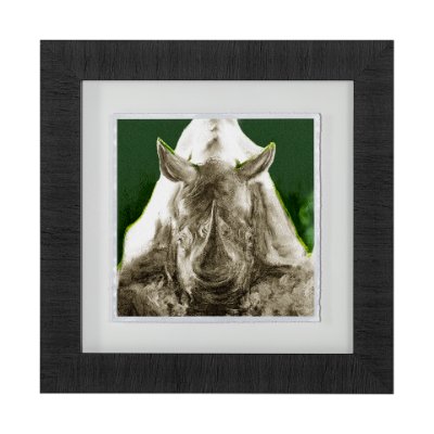 12998 - Rhino Green by Mercana Studio a Hand Embellished Textured Framed Art Print Matted under Glass
